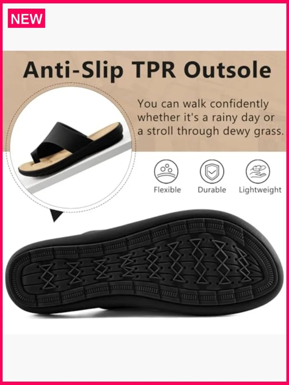 Orthopedic Flat Sandals Slides for Women Comfortable Walking Casual Shoes - Picture 6 of 7